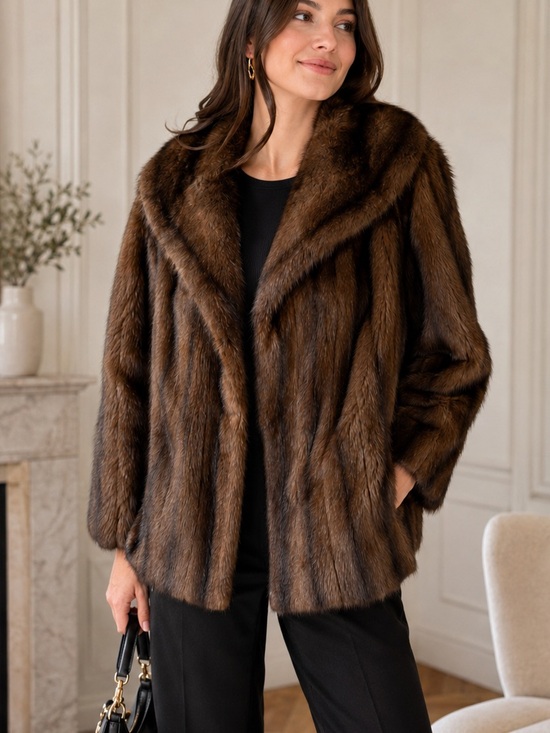 Kent Fur Co Jackets & Blazers - Vintage Kent Fur Co Elegant Brown Faux Fur Coat - Women's Jacket Statement Piece